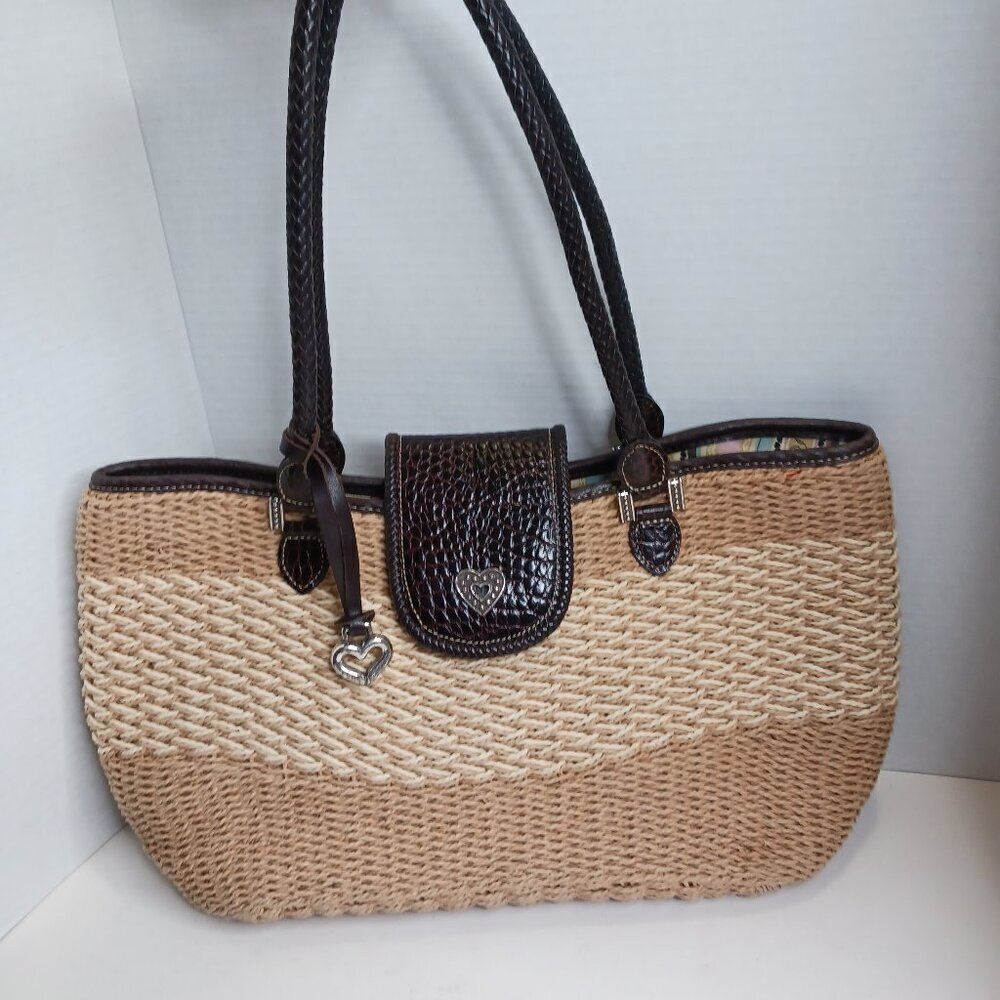 Brighton Women's Wicker Leather Shoulder Large Bag